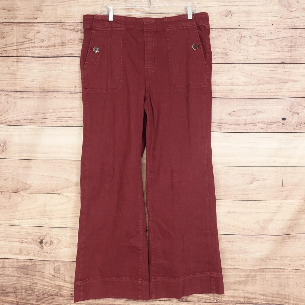 New! Chico's Pull On Wide Leg Jeans Womens 16R Red Dark Wash Stretch 37x29.5